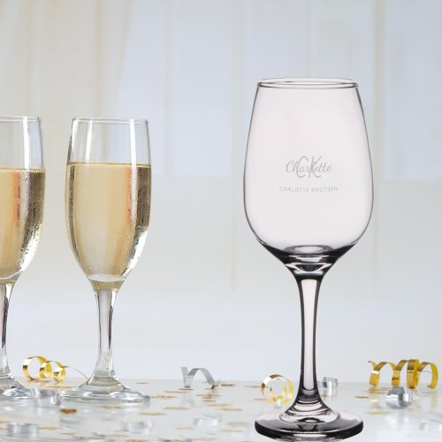 Monogrammed initials name wine glass