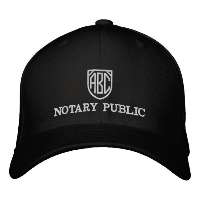 Monogrammed Initials Notary Public Customized Embroidered Baseball Cap (Front)