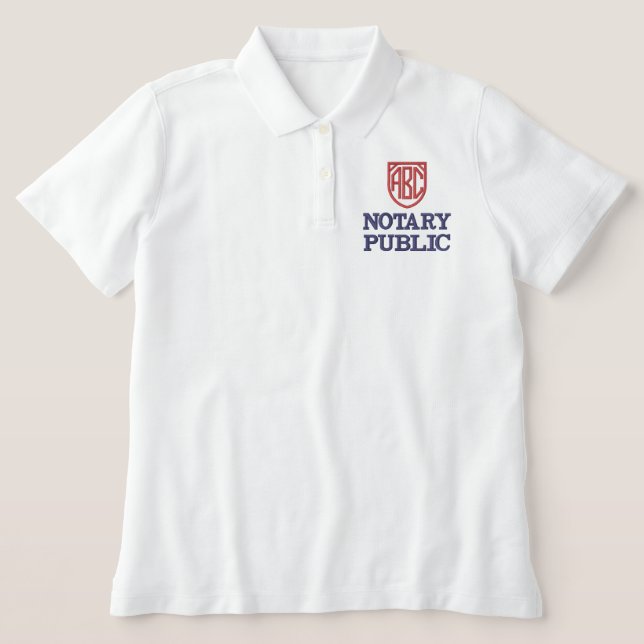 Monogrammed Initials Notary Public Customized Embroidered Polo Shirt (Design Front)