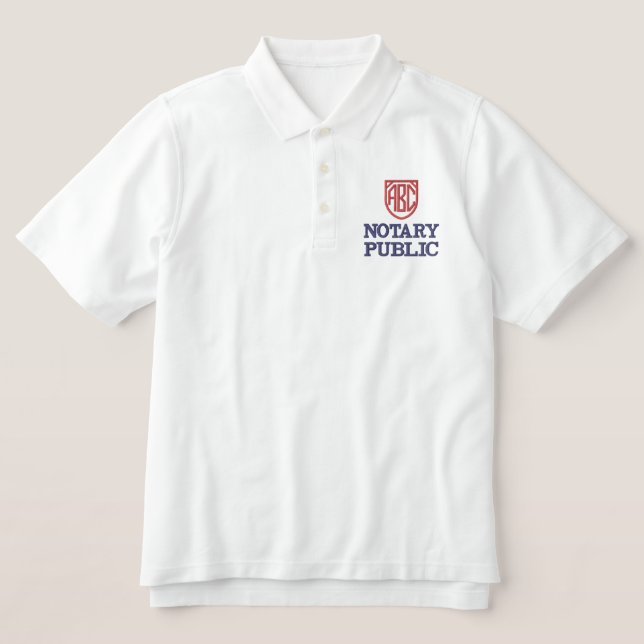 Monogrammed Initials Notary Public Customized Embroidered Polo Shirt (Design Front)