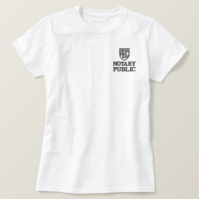 Monogrammed Initials Notary Public Customized Embroidered Shirt (Design Front)