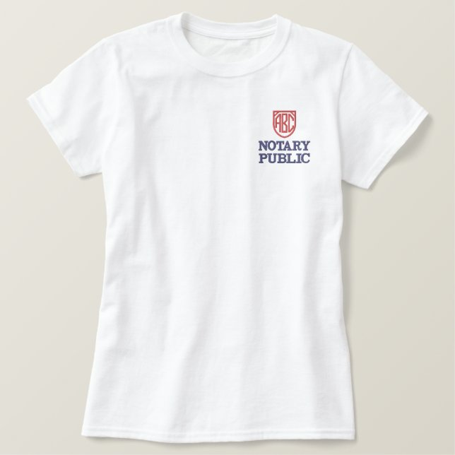 Monogrammed Initials Notary Public Customized Embroidered Shirt (Design Front)