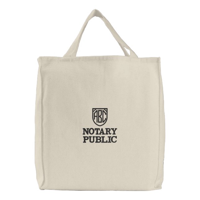 Monogrammed Initials Notary Public Customized Embroidered Tote Bag (Front)