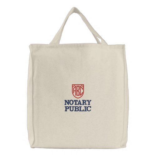 Monogrammed Initials Notary Public Customized Embroidered Tote Bag