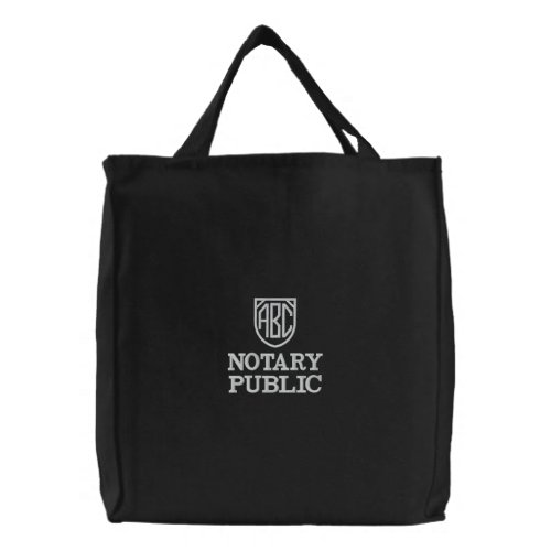 Monogrammed Initials Notary Public Customized Embroidered Tote Bag