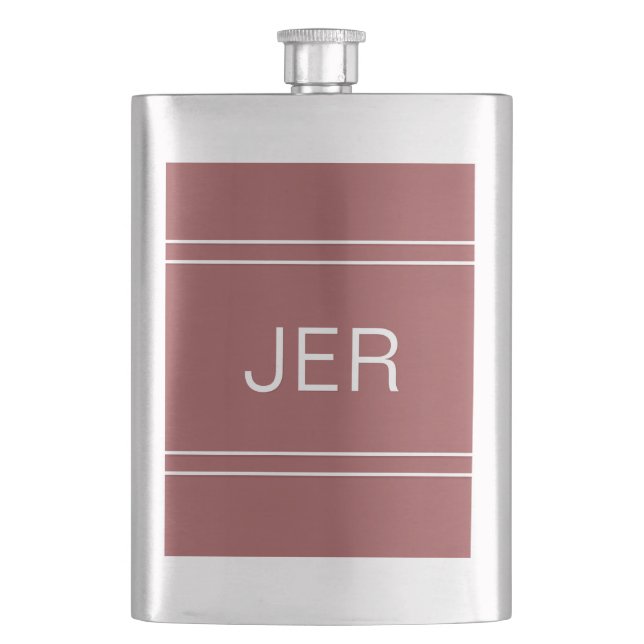 Monogrammed Initials Personalized Drink Trendy Red Flask (Front)