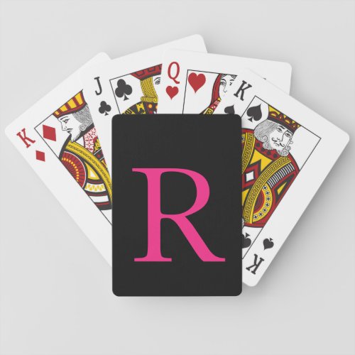 Monogrammed Initials Pink Black Cute Girly Gift Poker Cards