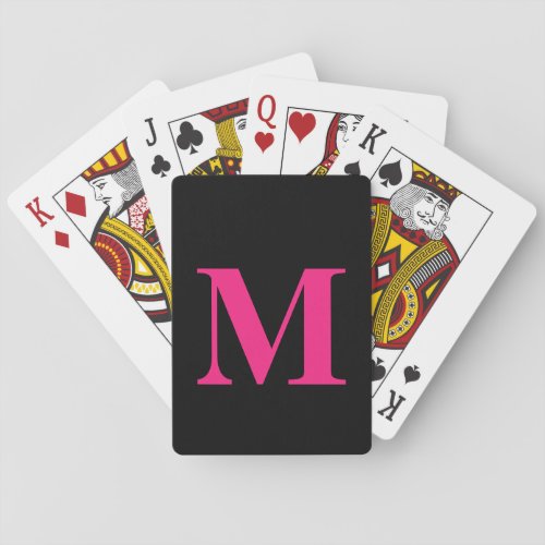 Monogrammed Initials Pink Black Girly Gift Favor Poker Cards