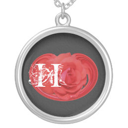 Monogrammed Initials Rose Floral Necklace