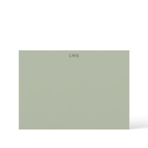 Monogrammed Initials Sage Jade Modern Stationery Note Card