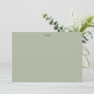 Monogrammed Initials Sage Jade Modern Stationery Note Card