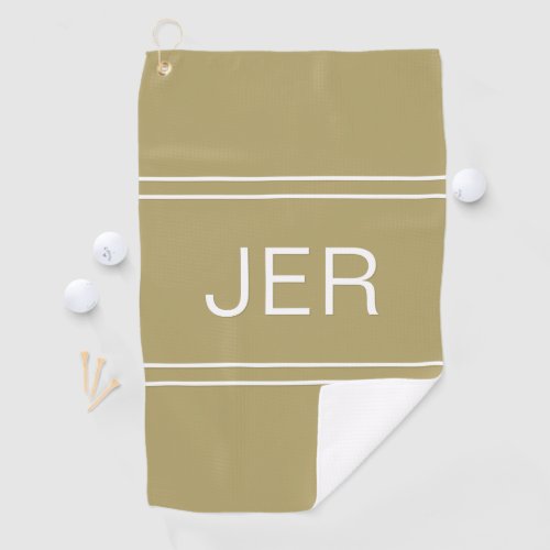 Monogrammed Initials Stylish Golfer Modern Gold Golf Towel