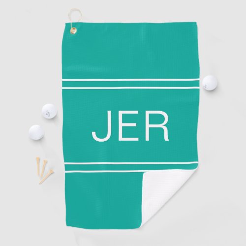 Monogrammed Initials Stylish Golfer Sports Teal Golf Towel