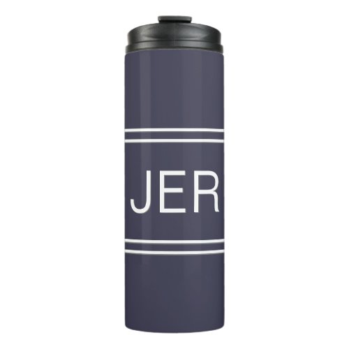 Monogrammed Initials Stylish Travel Drinkware Blue Thermal Tumbler