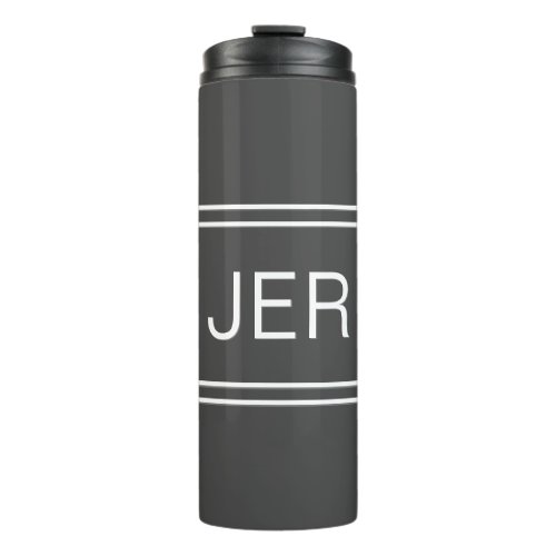 Monogrammed Initials Stylish Travel Drinkware Gray Thermal Tumbler