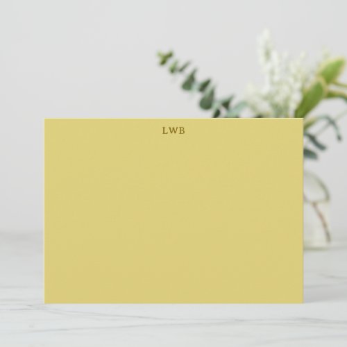 Monogrammed Initials Yellow Modern Stationery Note Card
