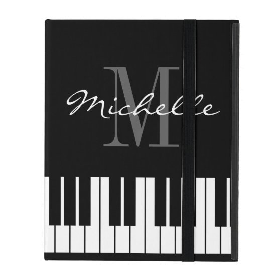 Monogrammed iPad 2 3 4 case with piano keys