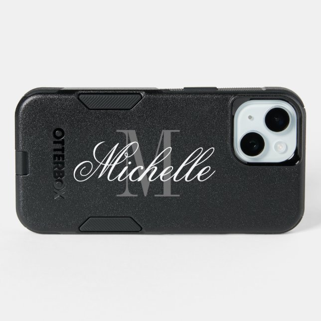Monogrammed iPhone 15 Otterbox Commuter Serie Case (Back Horizontal)