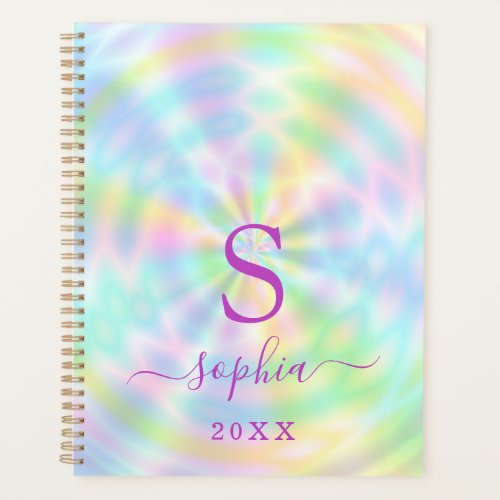 Monogrammed Iridescent Neon Holographic 2024 Planner