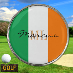 Monogrammed Irish Flag Golf Ball Marker, Ireland Marker