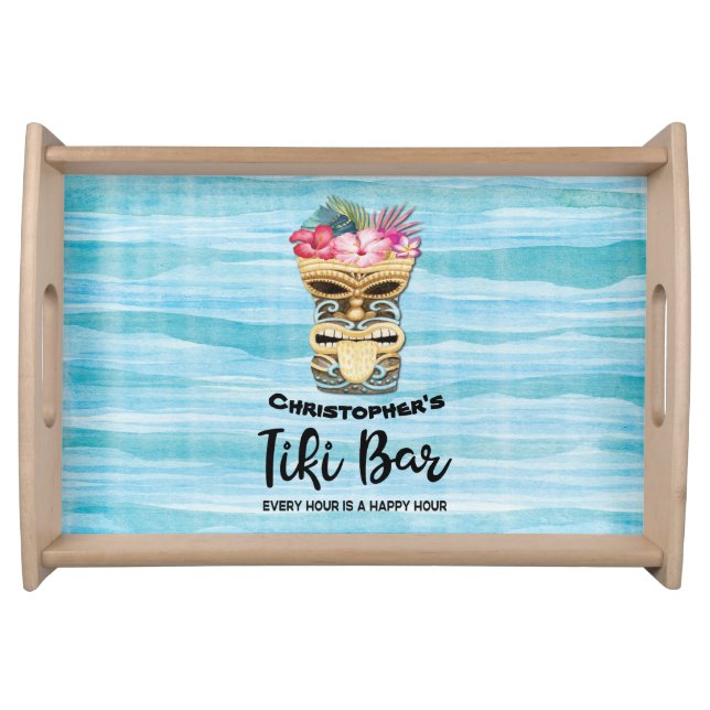 Monogrammed Island Tiki Bar Serving Tray (Front)