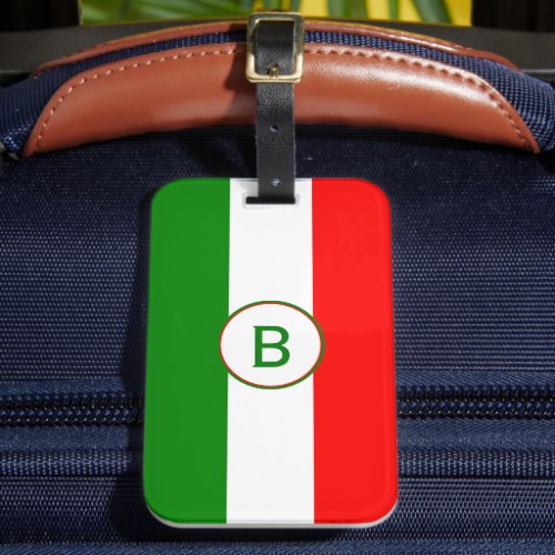 Monogrammed Italian Flag Luggage Tag