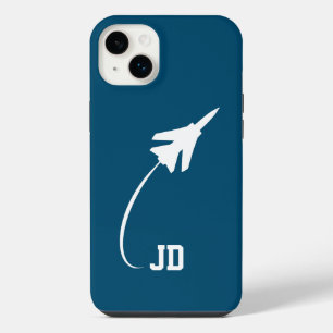 Monogrammed Jet Airplane, Minimalist, Modern iPhone 14 Plus Case
