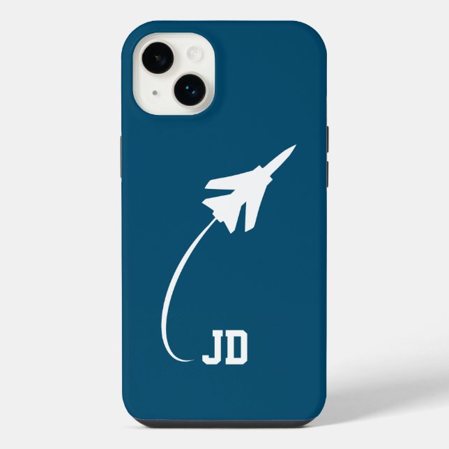 Monogrammed Jet Airplane, Minimalist, Modern  iPhone Case (Back)