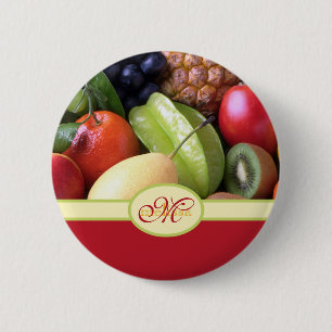 Monogrammed Juicy Natural Delicious Fresh Fruits Button