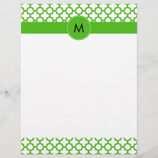 Monogrammed Kelly Green Quatrefoil Pattern (Front)