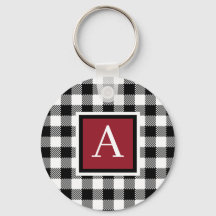 Monogrammed Keychain - Buffalo Check