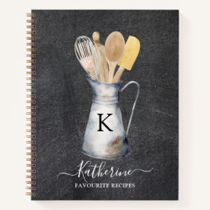 Monogrammed Kitchen Utensils Jug Recipe Book