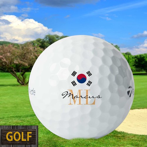 Monogrammed Korean Flag  South Korea Golf Balls