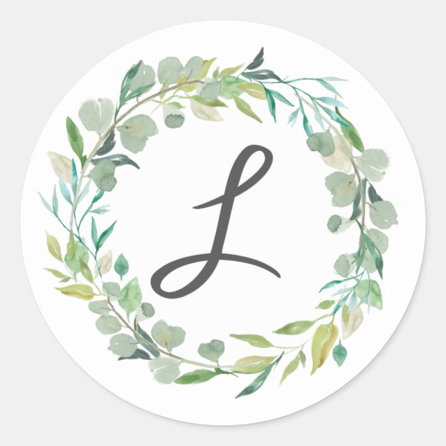Monogrammed L Round Sticker, Envelope Seal L (Front)