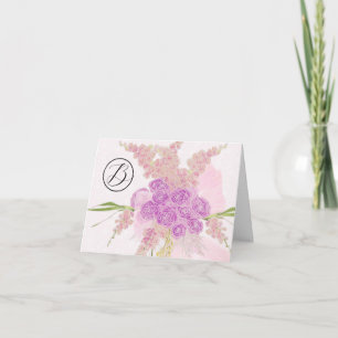 Monogrammed La Boca Vendretti sheer bow Bouquet Thank You Card