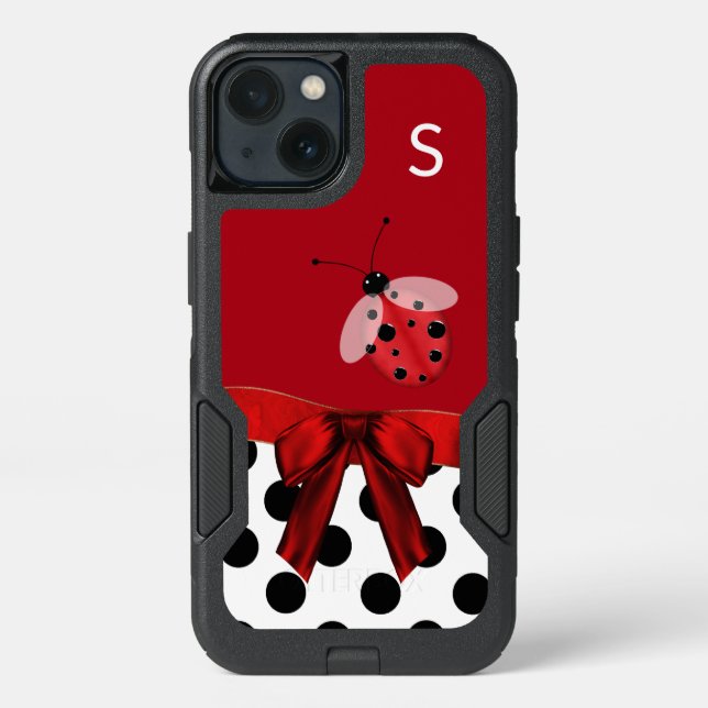 Monogrammed Ladybug Custom Otterbox iPhone Case (Back)
