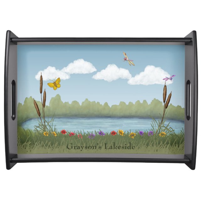 Monogrammed Lakeside Garden Serving Tray (Front)