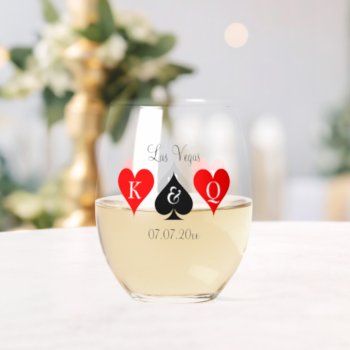 Monogrammed Las Vegas Wedding Party Logo Stemless Wine Glass by iprint at Zazzle