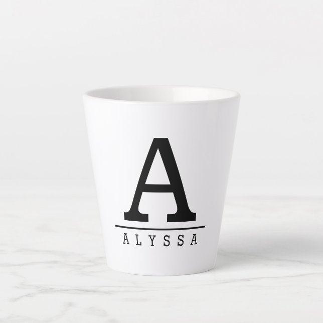 Monogrammed latte mug with custom name initial (Front)
