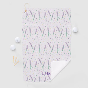 Monogrammed Lavender Hearts Girly Pretty Golf Towel