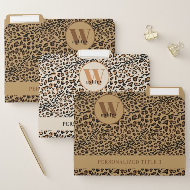 Monogrammed Leopard Animal Print Personalized Set File Folder (Set)