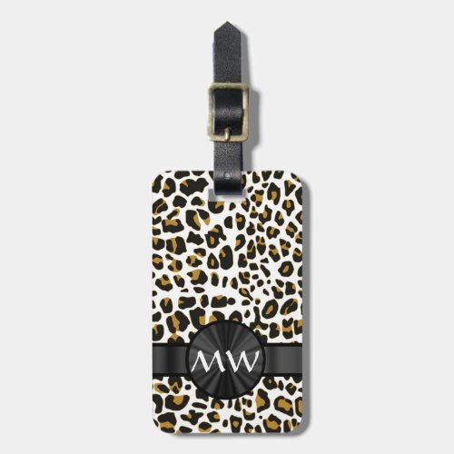 Monogrammed leopard print luggage tag
