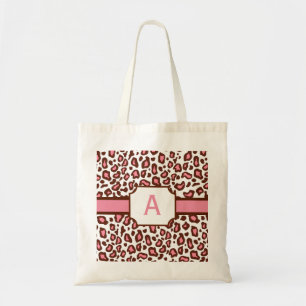 Monogrammed Leopard Print Tote Bag