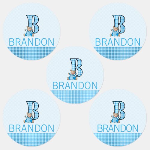 Monogrammed Letter B for Bear in Blue for Boys Kids Labels