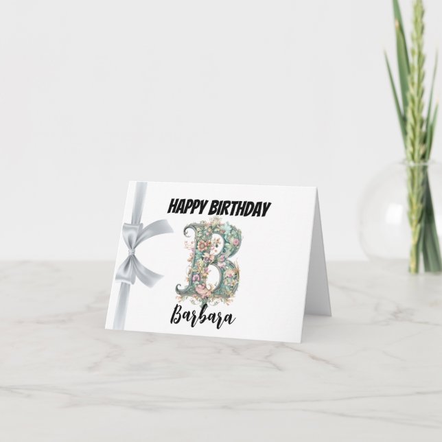 Monogrammed letter "B" Happy Birthday Card (Front)