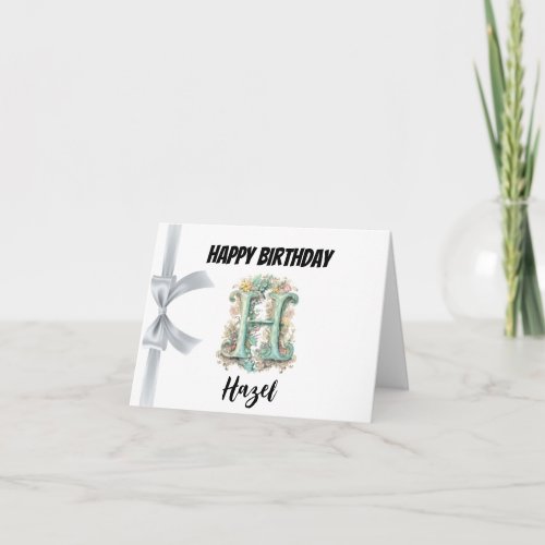 Monogrammed letter H Happy Birthday Card