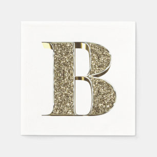 Monogrammed Letter Initial B Gold Sparkles Elegant Napkins