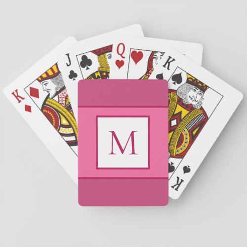 Monogrammed Letter Initial Modern Pink White Bicyc Playing Cards