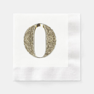 Monogrammed Letter Initial O Gold Sparkles Elegant Paper Napkins