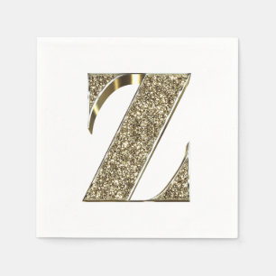 Monogrammed Letter Initial Z Gold Sparkles Elegant Napkins